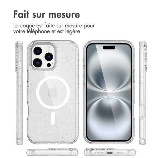 imoshion Coque Pailletée avec MagSafe Apple iPhone 16 Pro Max - Paillettes Transparent