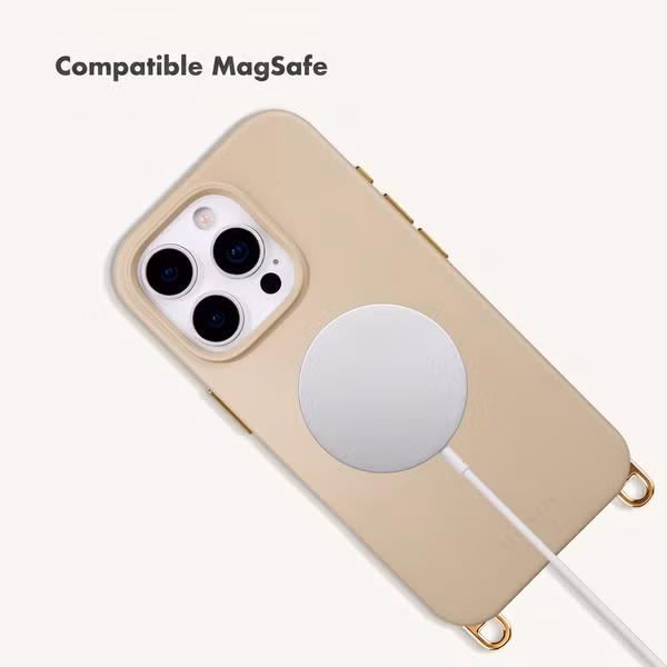 Selencia Coque arrière Rivièra avec MagSafe avec crochets amovibles Apple iPhone 15 Pro Max - Milky Latte