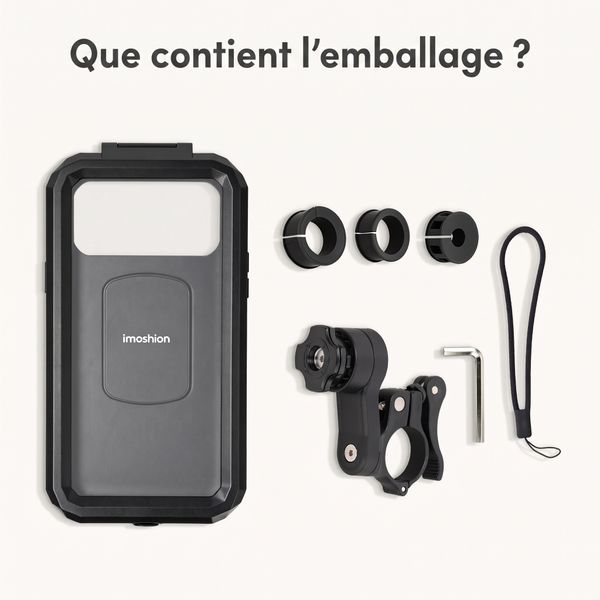 imoshion Support de téléphone premium pour vélo - Résistant aux éclaboussures - Rotation à 360° - Universel - Noir