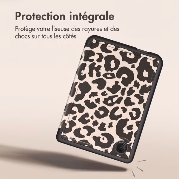 imoshion Étui de liseuse portefeuille design Pliable Kobo Clara Colour / BW - Leopard