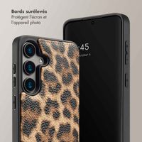 Selencia Coque de télephone Nova avec cordon et porte-cartes Samsung Galaxy S24 - Leopard