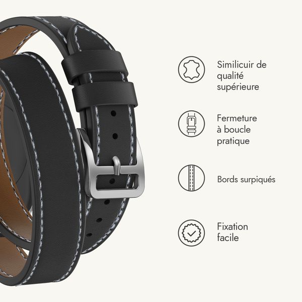 Selencia Bracelet Élan Double strap Apple Watch | 38/40/41/42 mm - Noir