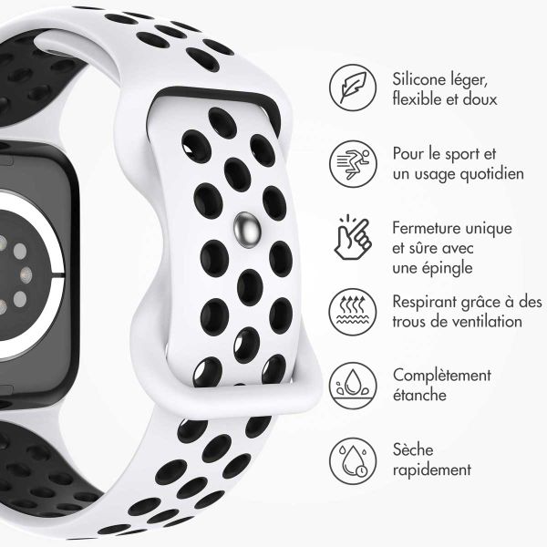 imoshion Bracelet Sport⁺ en silicone Apple Watch | 44/45/46/49 mm - Taille M/L - White / Black