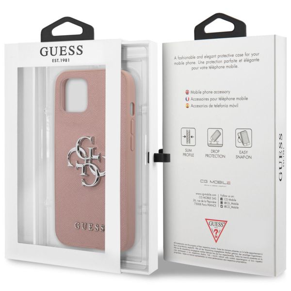 Guess Coque 4G Metal Logo Saffiano Apple iPhone 13 - Rose