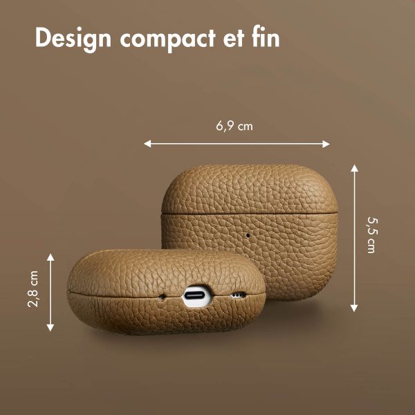 Accezz Coque en cuir véritable  Apple AirPods Pro 2 - Taupe
