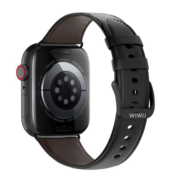 WiWu Bracelet vintage en cuir Apple Watch | 44/45/46/49 mm - Noir