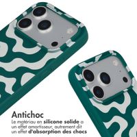imoshion Coque design en silicone avec cordon Apple iPhone 17 Pro - Petrol Green Groovy