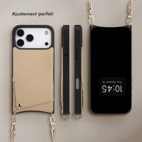 Selencia Coque de télephone Nova avec cordon et porte-cartes Apple iPhone 18 Pro / 17 Pro - Beige