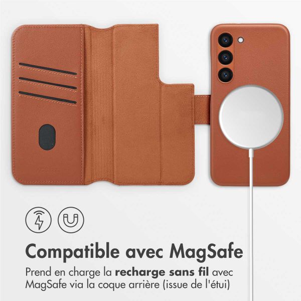 Accezz Étui de télephone portefeuille en cuir 2-en-1 avec MagSafe Samsung Galaxy S23 - Sienna Brown