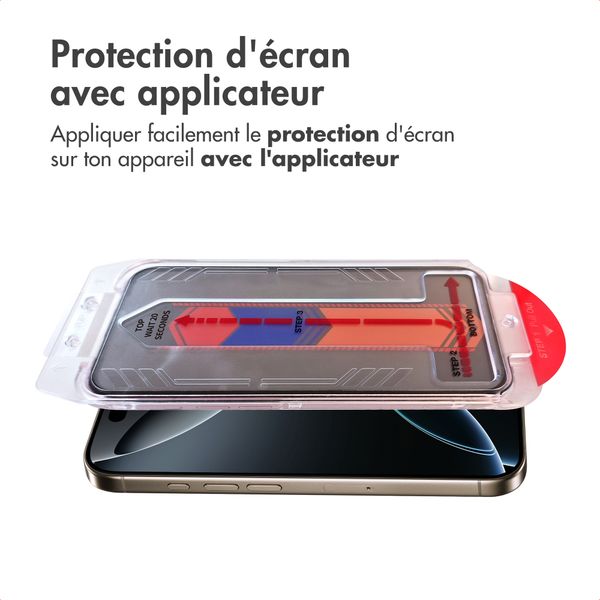 Accezz Protection d'écran en verre trempé avec filtre de confidentialité + Applicateur Apple iPhone 16 Pro