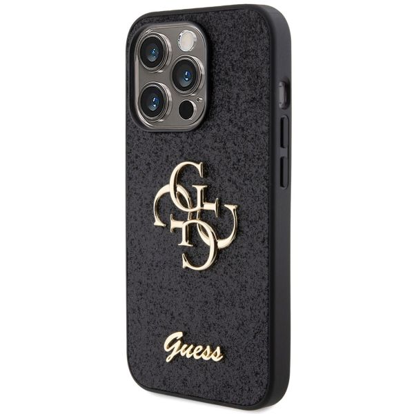 Guess Coque 4G Metal Logo Glitter Apple iPhone 15 Pro - Noir