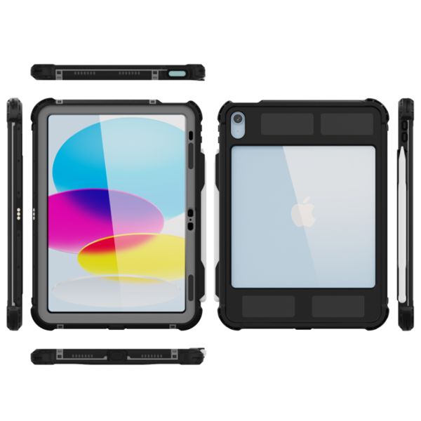 Redpepper Coque tablette étanche Apple iPad 11 (2025) 11 pouces A16 / iPad 10 (2022) 10.9 pouces - Noir