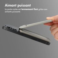 Accezz Portefeuille en cuir magnétique avec support - Compatible avec Apple Find My - Light Grey