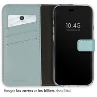 Selencia Étui portefeuille en cuir véritable Apple iPhone 14 Pro - Air Blue