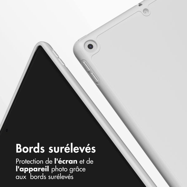 Accezz Coque tablette portefeuille Smart Silicone Apple iPad 9 (2021) 10.2 pouces / iPad 8 (2020) 10.2 pouces / iPad 7 (2019) 10.2 pouces - Gris