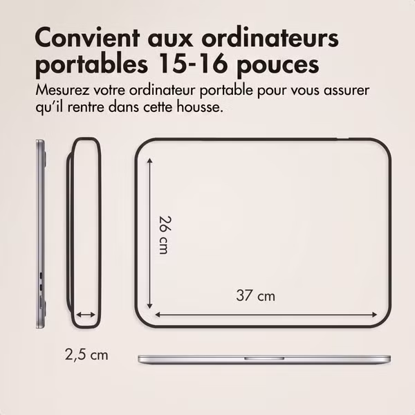 Accezz Pochette ordinateur Leather avec fermeture éclair 15-16 pouces - Beige