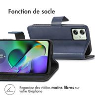 imoshion Étui de télephone portefeuille de luxe Motorola Moto G54 - Bleu foncé