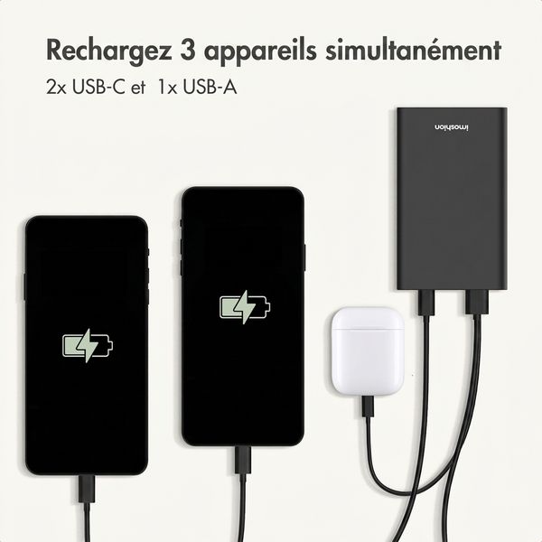 imoshion Ultra Series Aluminium Batterie externe 20.000 mAh - Charge rapide jusqu'à 33 watts - Black