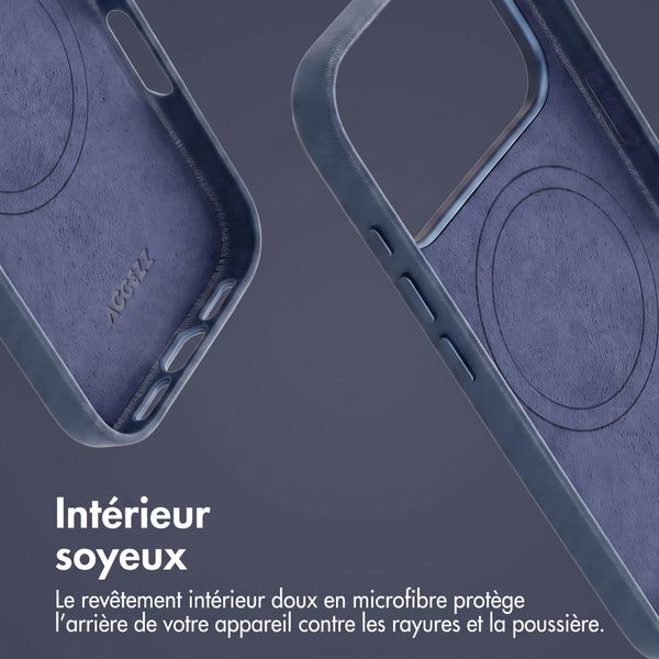 Accezz Coque arrière en cuir avec MagSafe Apple iPhone 18 Pro Max / 17 Pro Max - Nightfall Blue