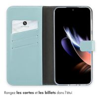Selencia Étui portefeuille en cuir véritable Samsung Galaxy A36 / A56 - Air Blue
