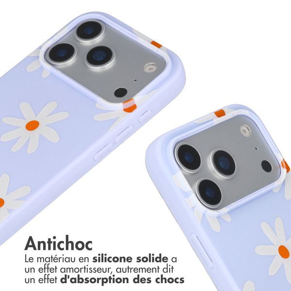 imoshion Coque design en silicone avec cordon Apple iPhone 17 Pro Max - Lila Flower Distance