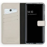 Selencia Étui portefeuille en cuir véritable Samsung Galaxy A72 - Greige