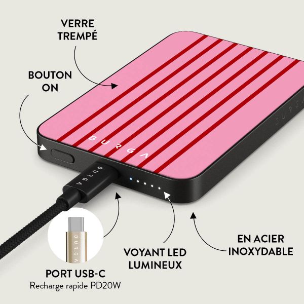 Burga Powerbank magnétique 5 000 mAh - MagSafe et Qi2 - Favorite Bikini / Gunmetal