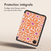imoshion Étui de liseuse portefeuille design Pliable Kobo Clara Colour / BW - Orange Flowers Connect