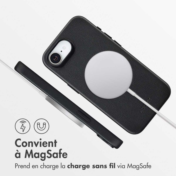 Accezz Coque arrière en cuir avec MagSafe Apple iPhone 17e / 16e - Onyx Black