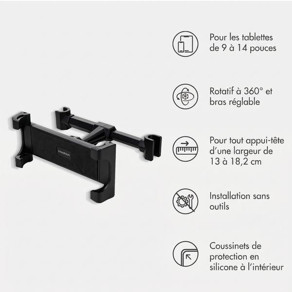 imoshion Support pour tablette à fixer sur l'appuie-tête de voiture - Noir