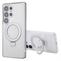 Accezz Coque Ring Stand avec MagSafe Samsung Galaxy S25 Ultra - Transparent
