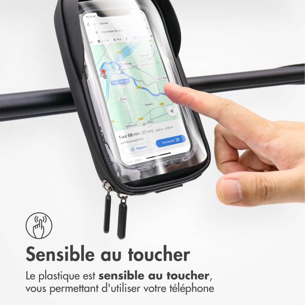 imoshion Support de téléphone pour vélo avec visière pare-soleil - Résistant aux éclaboussures - Universel - Noir