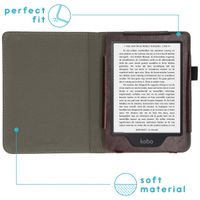 imoshion Étui de liseuse portefeuille en cuir végan Kobo Clara 2E / Tolino Shine 4 - Marron foncé