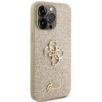 Guess Coque 4G Metal Logo Glitter Apple iPhone 15 Pro Max - Doré