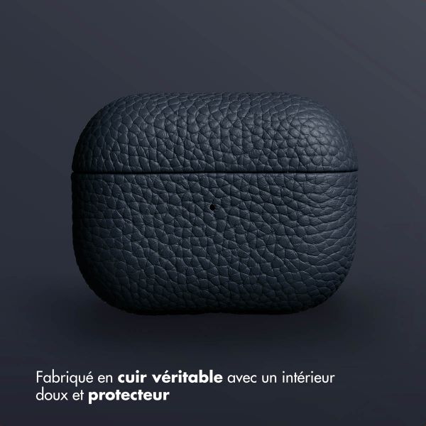 Accezz Coque en cuir véritable  Apple AirPods Pro 2 - Bleu foncé