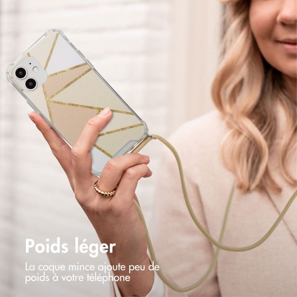 imoshion Coque Design avec cordon Apple iPhone 12 (Pro) - Beige Graphic