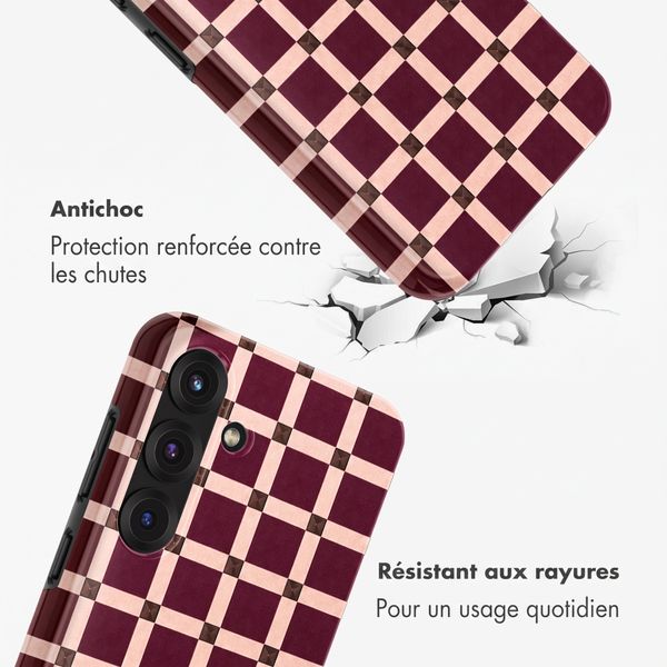 Selencia Coque arrière Vivid avec MagSafe Samsung Galaxy S25 - Check This Burgundy