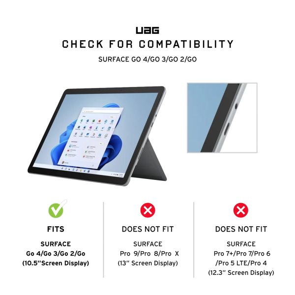 UAG Coque tablette Plasma Healthcare avec strap et bandoulière Microsoft Surface Go / Go 2 / Go 3 / Go 4 - Blanc / Gris