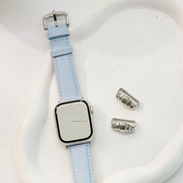 Burga Bracelet en cuir véritable  - Apple Watch | 44/45/46/49 mm / Connexion universelle 20 mm - Dream / Silver