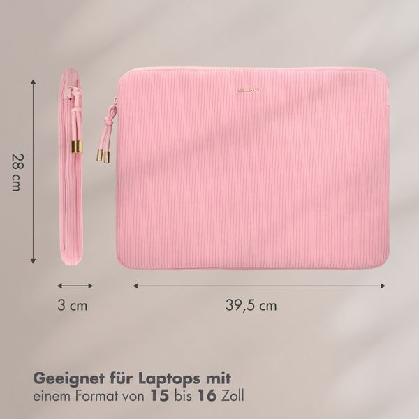 Selencia Pochette ordinateur Corduroy 15-16 pouces - Soft Blush