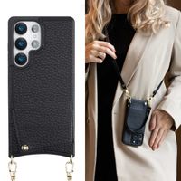 Selencia Coque de télephone Nova avec cordon et porte-cartes Samsung Galaxy S25 Ultra - Noir