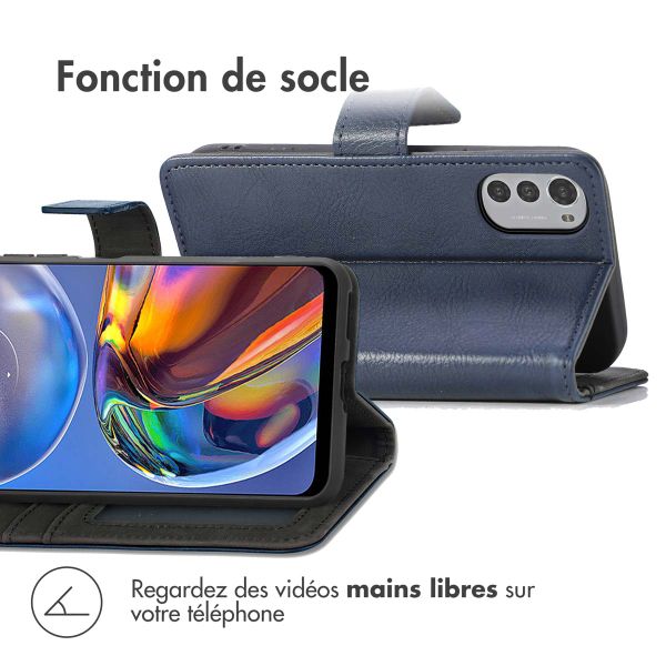 imoshion Étui de télephone portefeuille de luxe Motorola Moto E32 / E32s - Bleu foncé