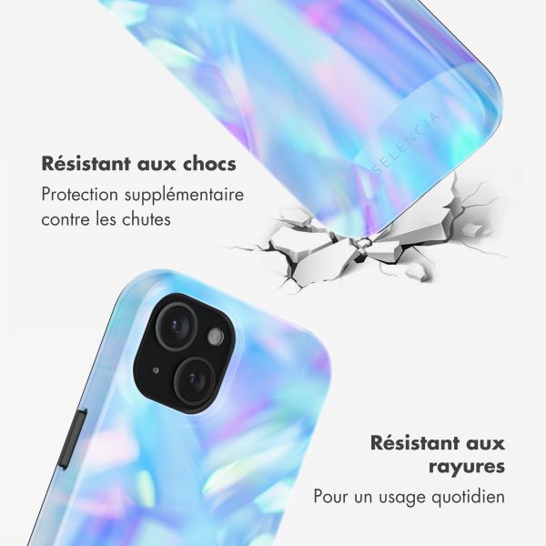 Selencia Coque arrière Vivid avec MagSafe Apple iPhone 15 - Holographic Blue Dream