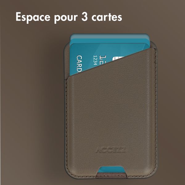Accezz Porte-cartes en cuir - Compatible avec MagSafe et Qi2 - Coffee Brown