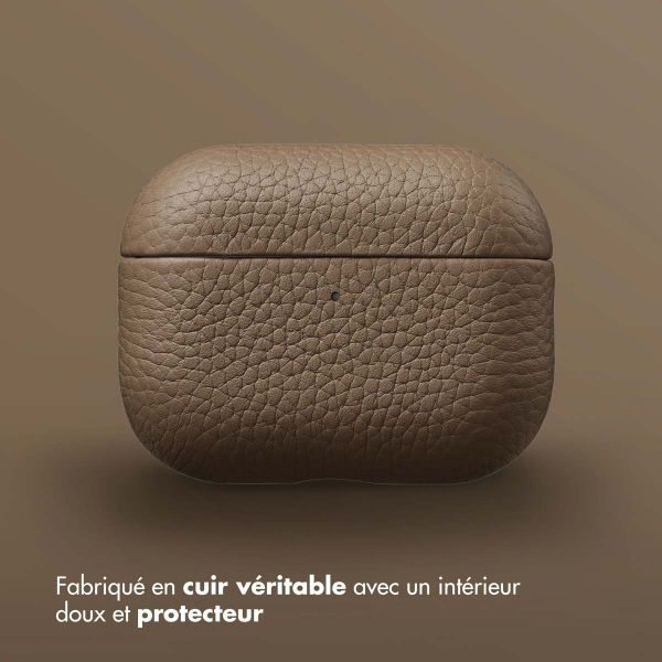 Accezz Coque en cuir véritable  Apple Airpods Pro 3 - Taupe