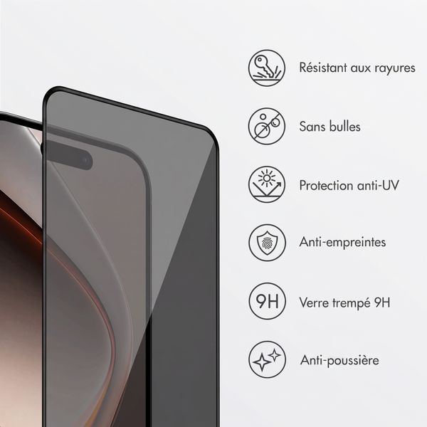 Accezz Protection d'écran en verre trempé avec filtre de confidentialité + Applicateur Apple iPhone Duo