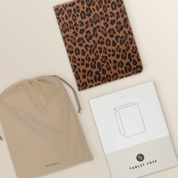 Selencia Coque tablette Sabi avec imprimé léopard Apple iPad 11 (2025) 11 pouces A16 / iPad 10 (2022) 10.9 pouces - Mocha Brown