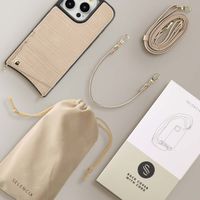 Selencia Coque de télephone Nova Croco avec cordon et porte-cartes Apple iPhone 15 Pro - Beige