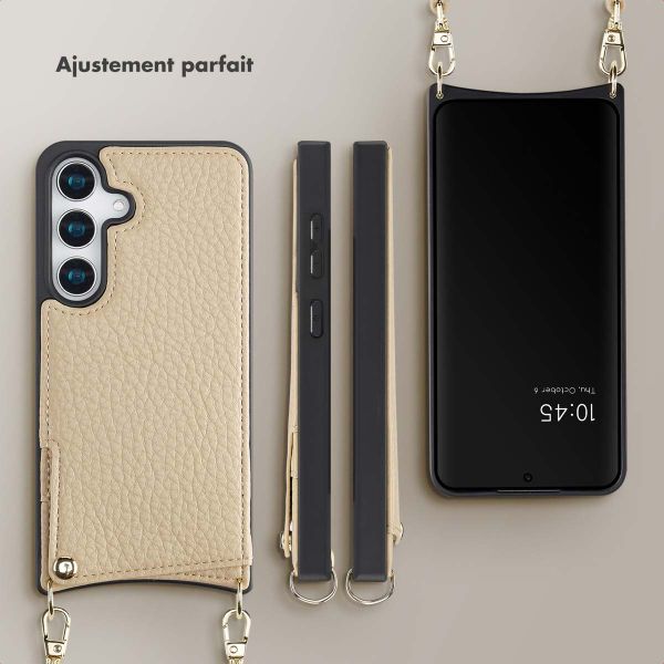 Selencia Coque de télephone Nova avec cordon et porte-cartes Samsung Galaxy S25 - Beige