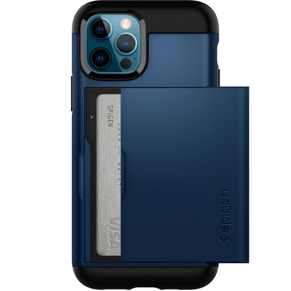 Spigen Coque Slim Armor Apple iPhone 12 (Pro) - Bleu foncé